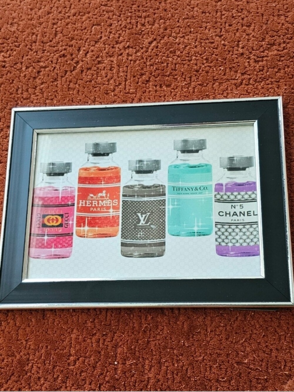 Designer Bottle Art Print - Colorful Framed Wall Art